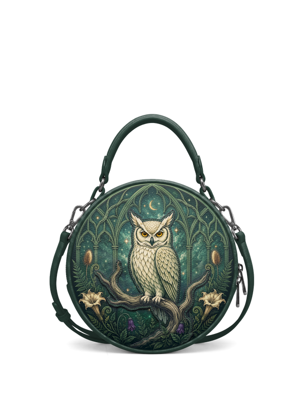 “Minervia” Applique Circle Crossbody Bag