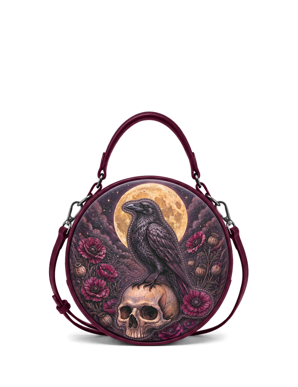 “Nevermora” Applique Circle Crossbody Bag