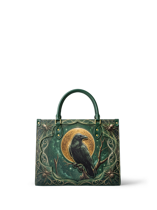"Ravenweb" Applique Leather Handbag