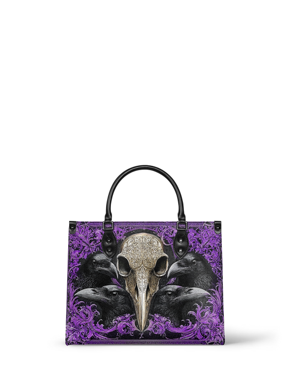 "Corvexia" - Black Interior - Leather Handbag Matching Set - SPOOKY DEAL