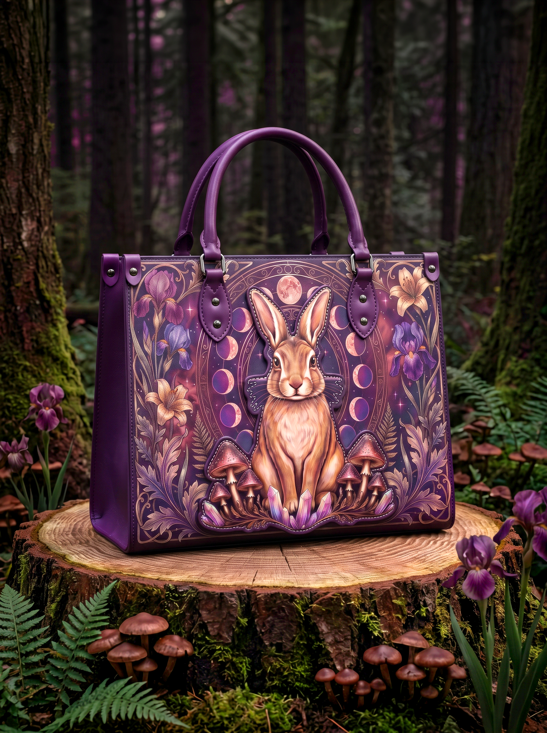 "Amethare" Applique Leather Handbag