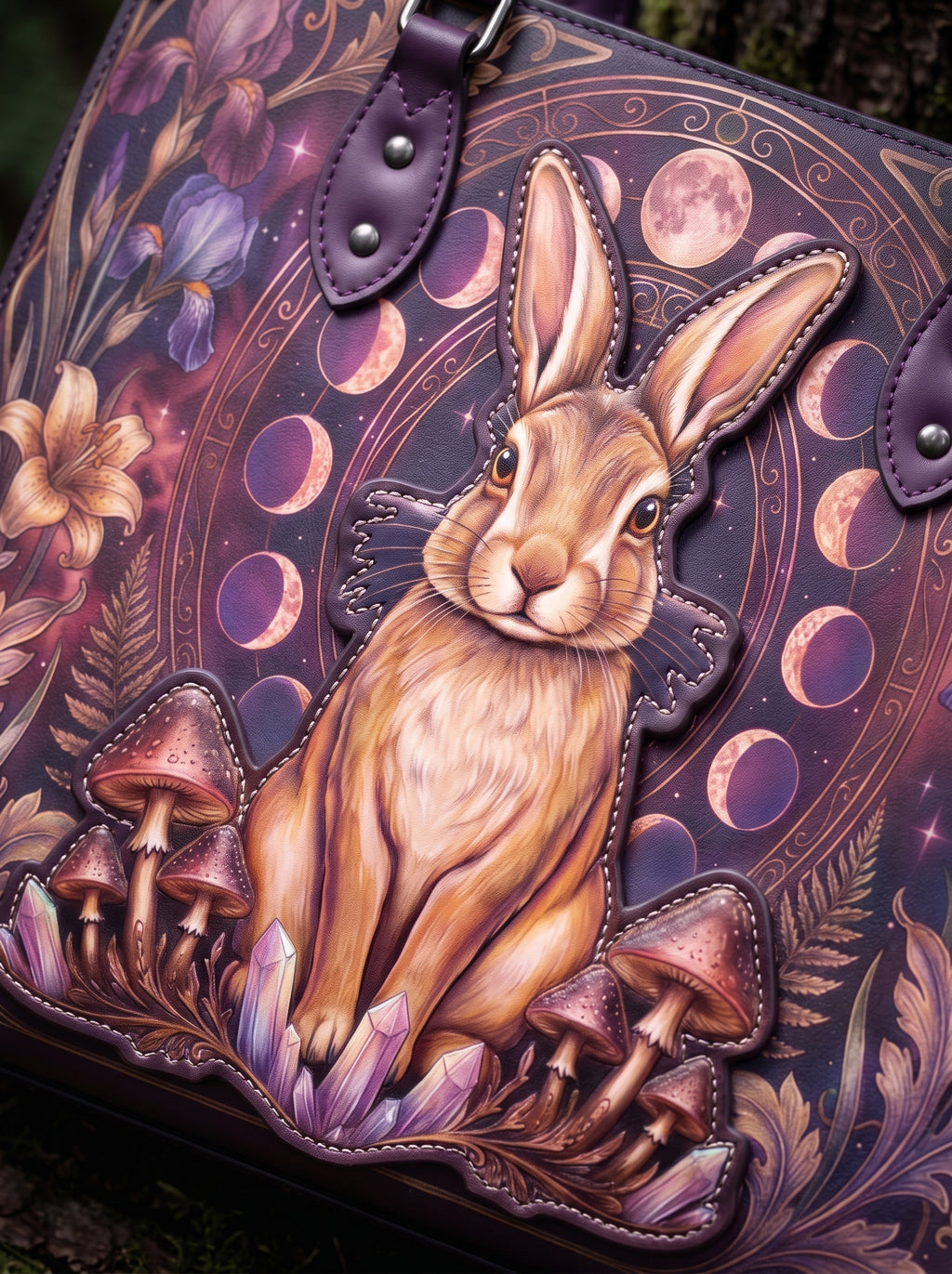"Amethare" Applique Leather Handbag