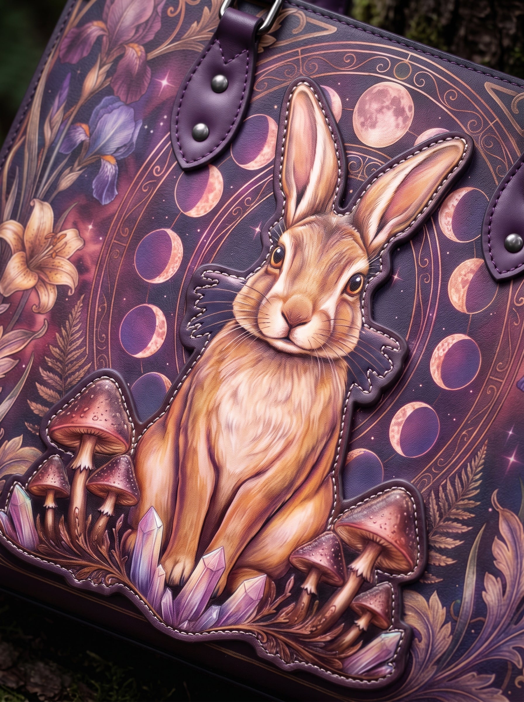 "Amethare" Applique Leather Handbag
