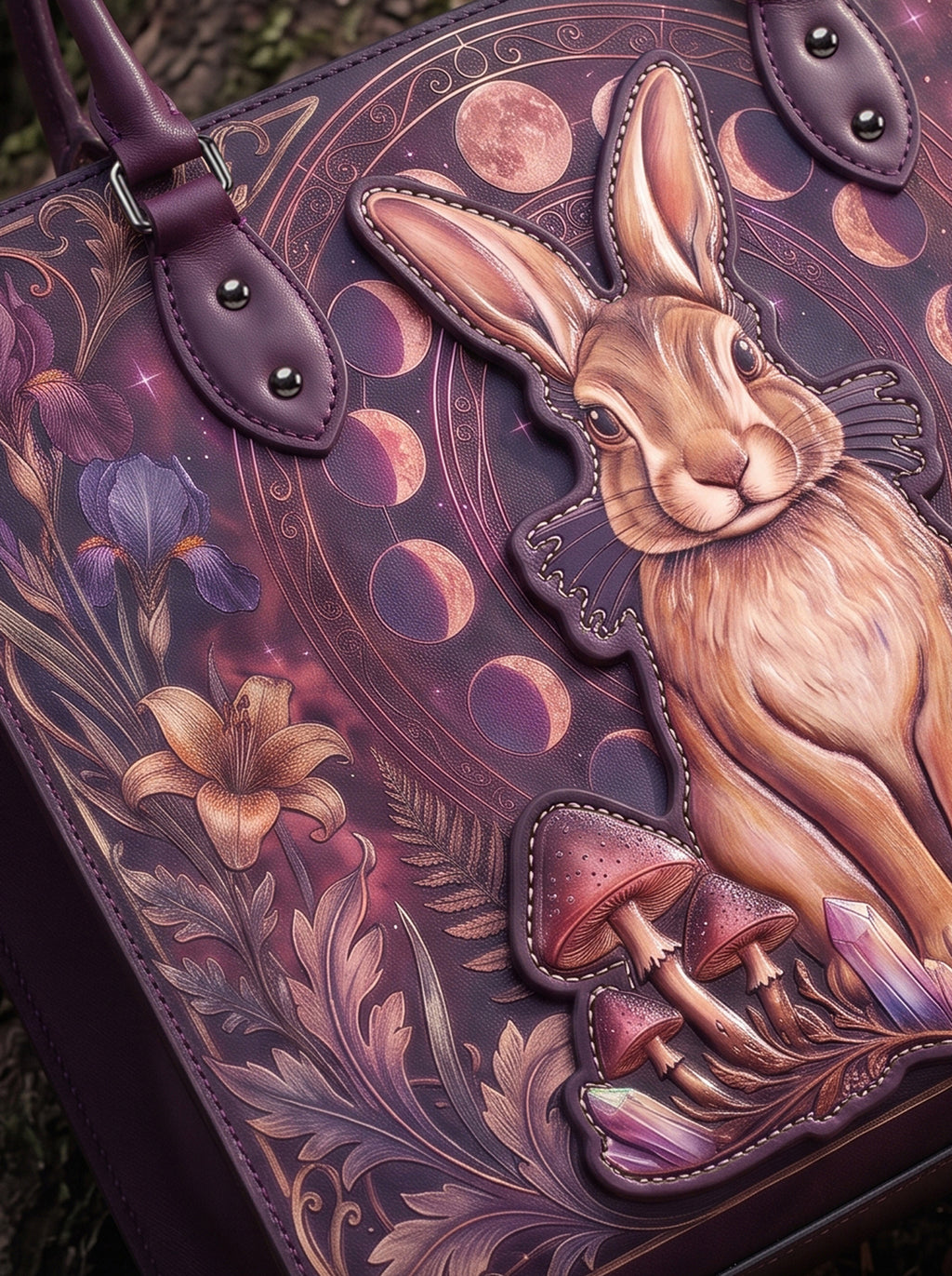 "Amethare" Applique Leather Handbag