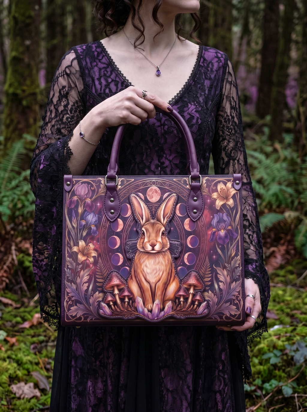 "Amethare" Applique Leather Handbag