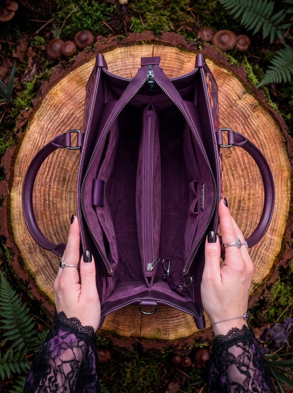 "Amethare" Applique Leather Handbag