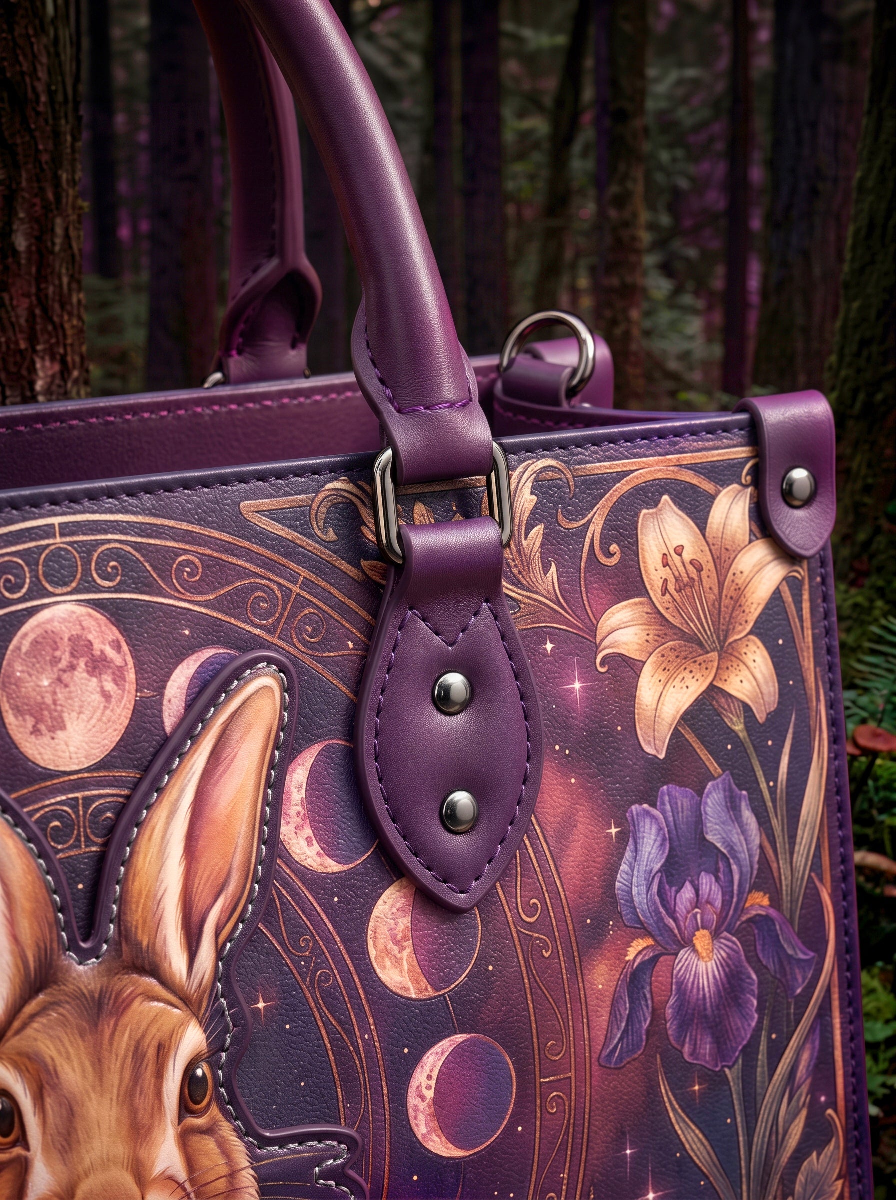 "Amethare" Applique Leather Handbag