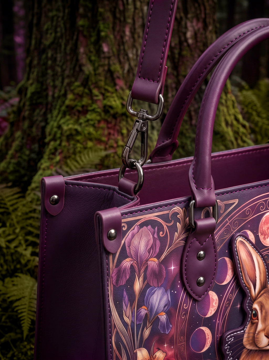 "Amethare" Applique Leather Handbag