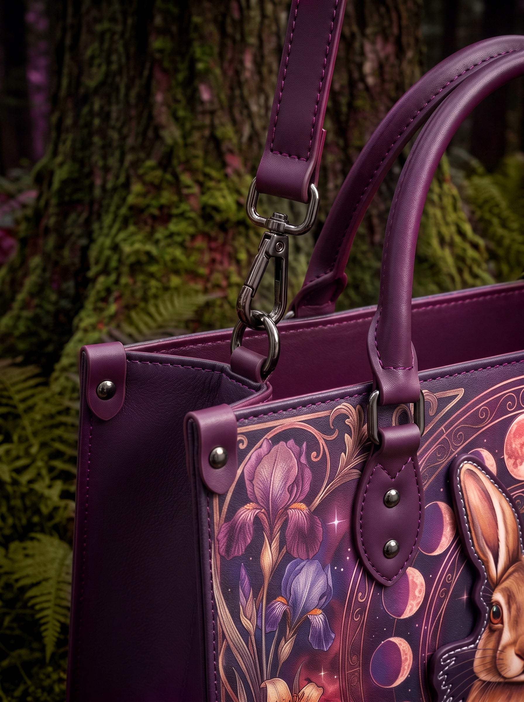 "Amethare" Applique Leather Handbag