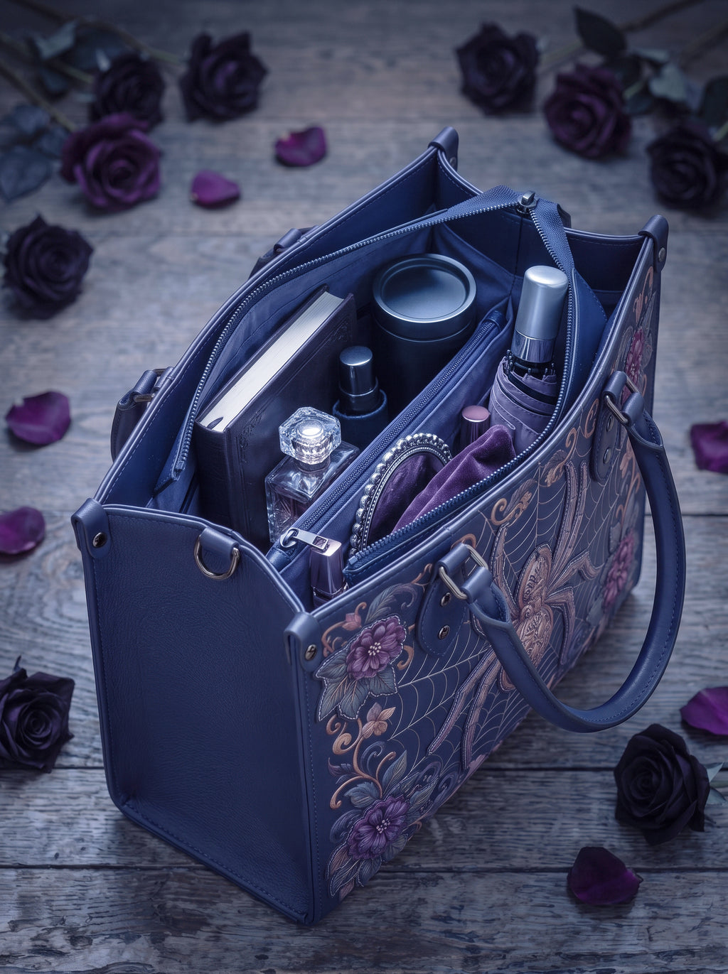 "Aranella" Applique Leather Handbag