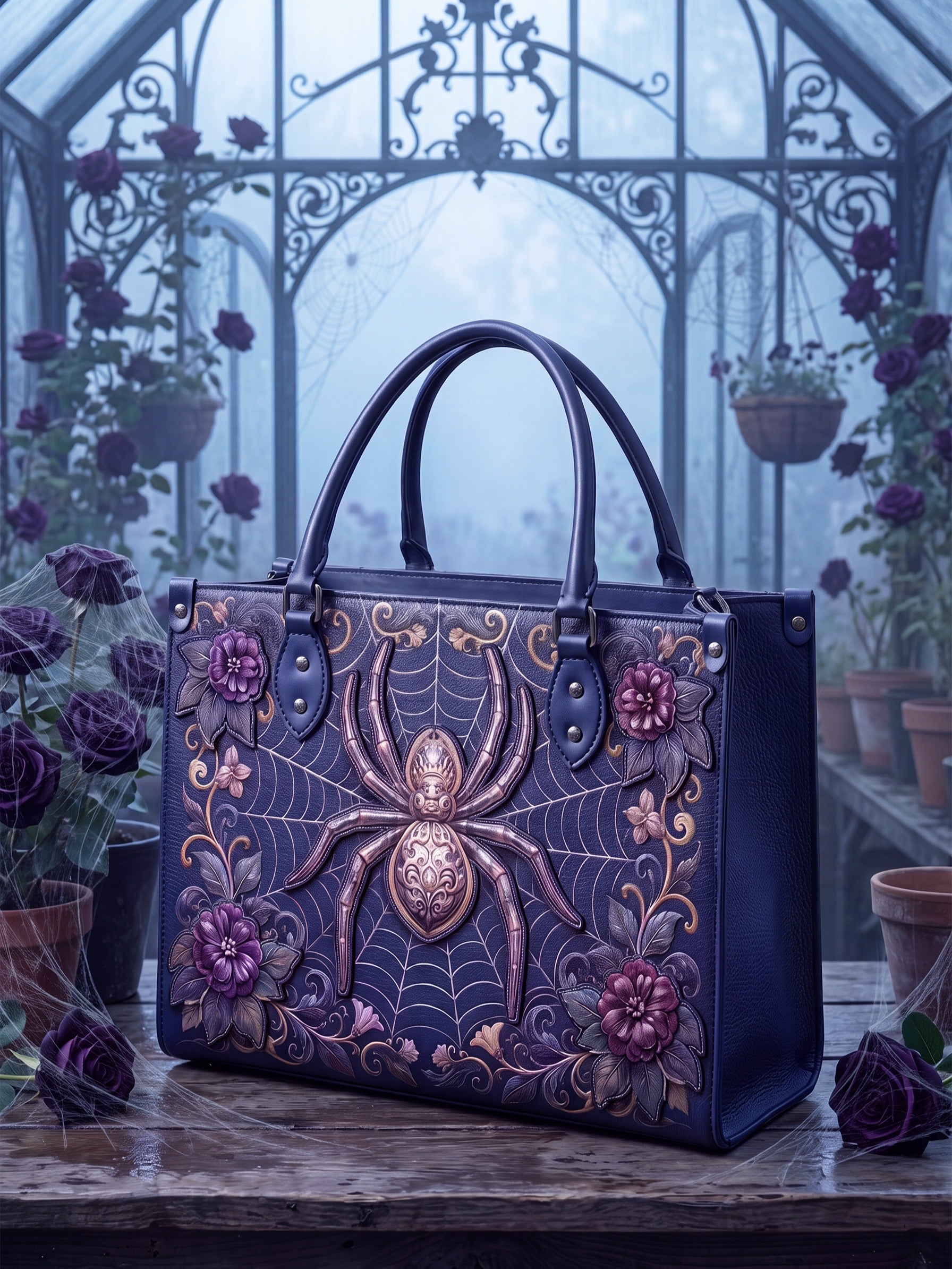 "Aranella" Applique Leather Handbag