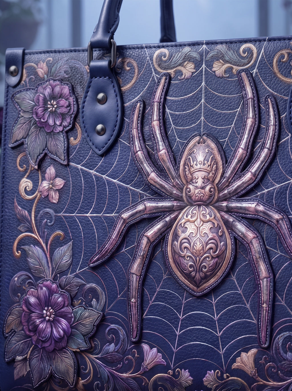 "Aranella" Applique Leather Handbag