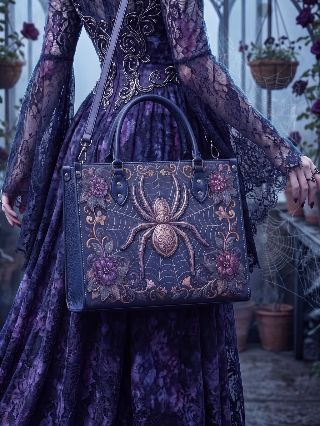 "Aranella" Applique Leather Handbag