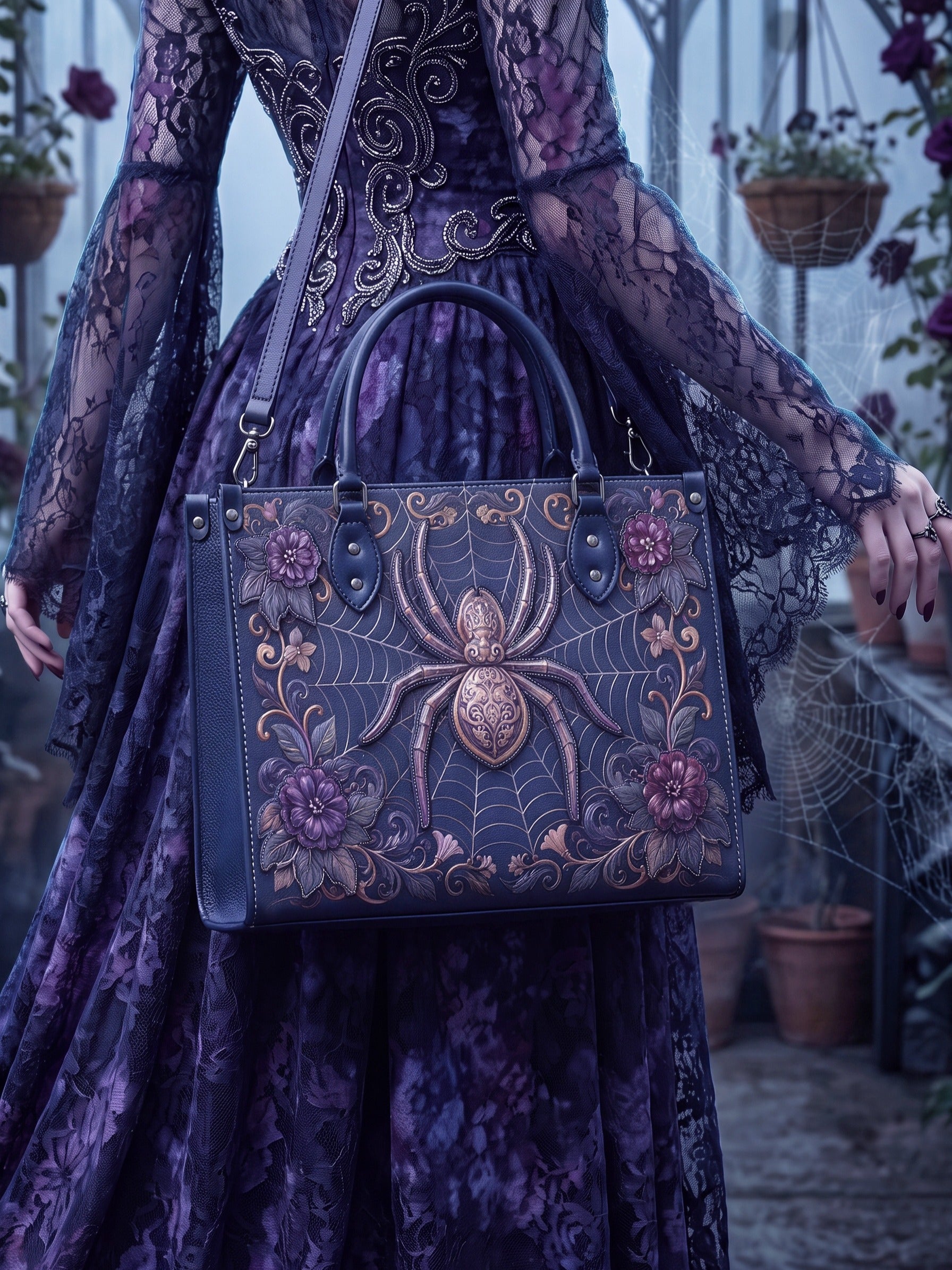 "Aranella" Applique Leather Handbag