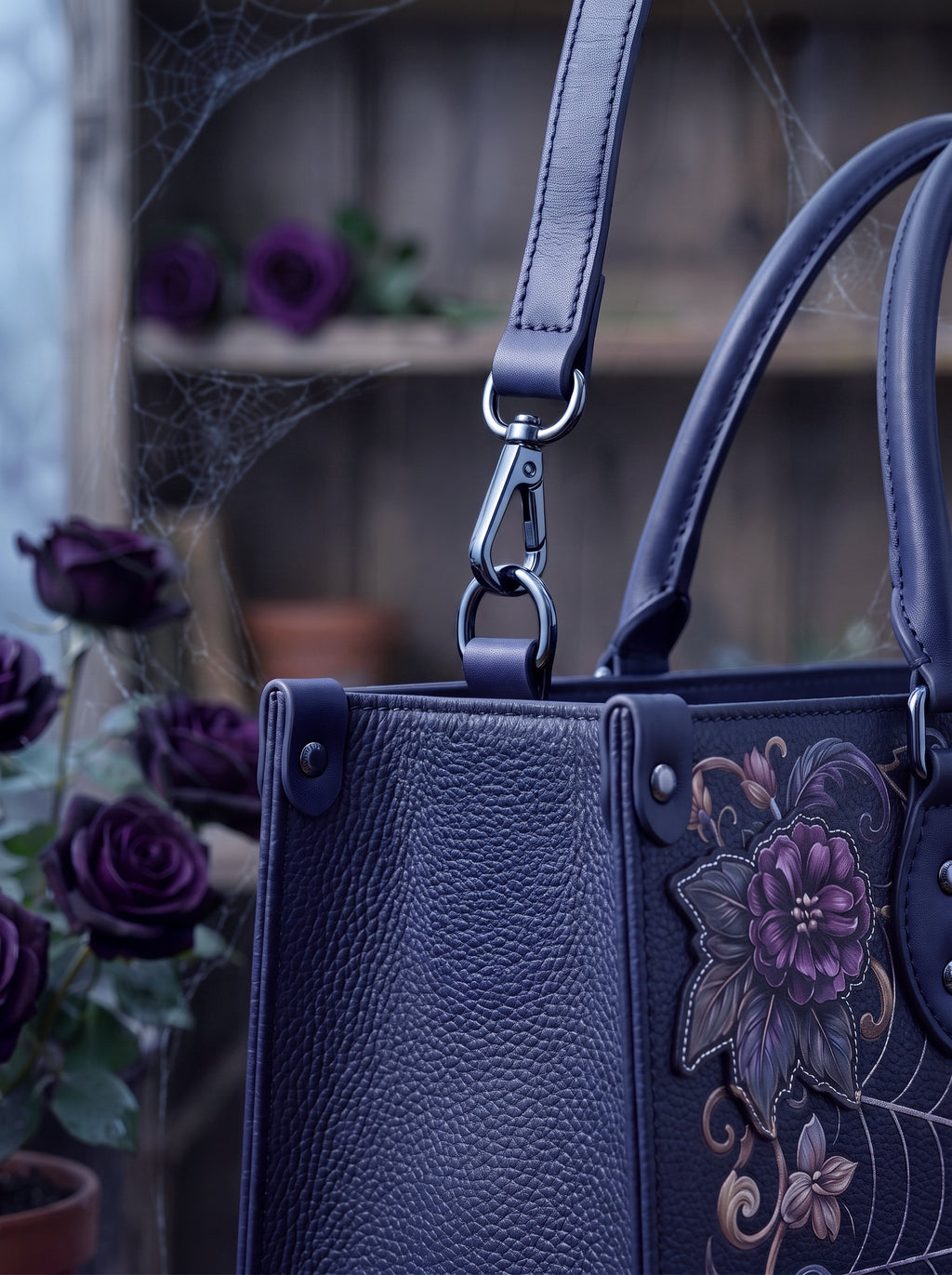 "Aranella" Applique Leather Handbag