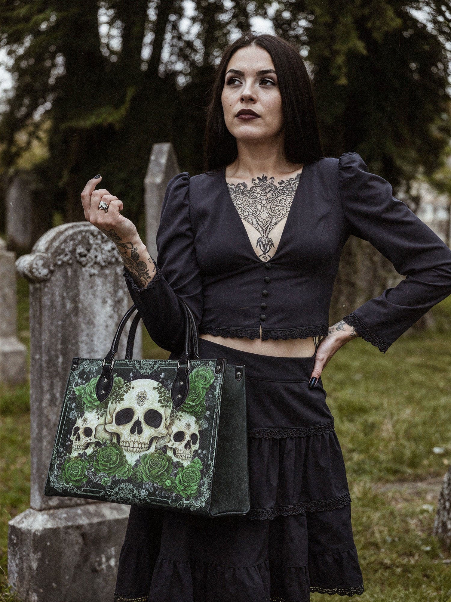 "Bloodrose" Poison Ivy - Black Interior - Leather Handbag