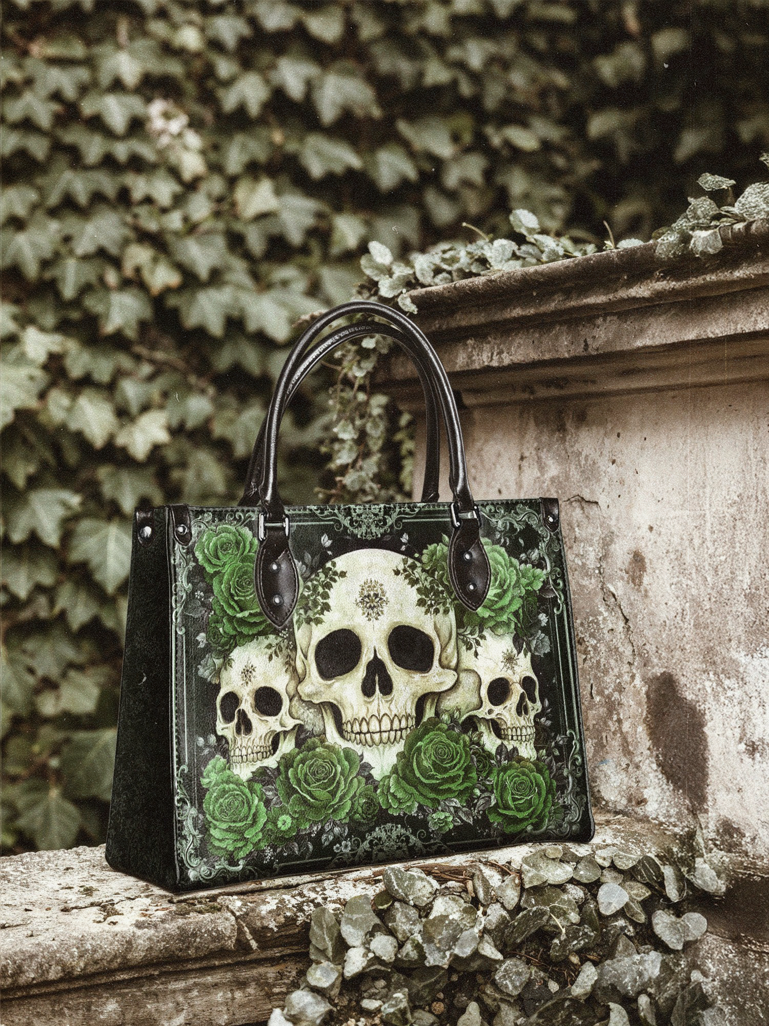 "Bloodrose" Poison Ivy - Black Interior - Leather Handbag