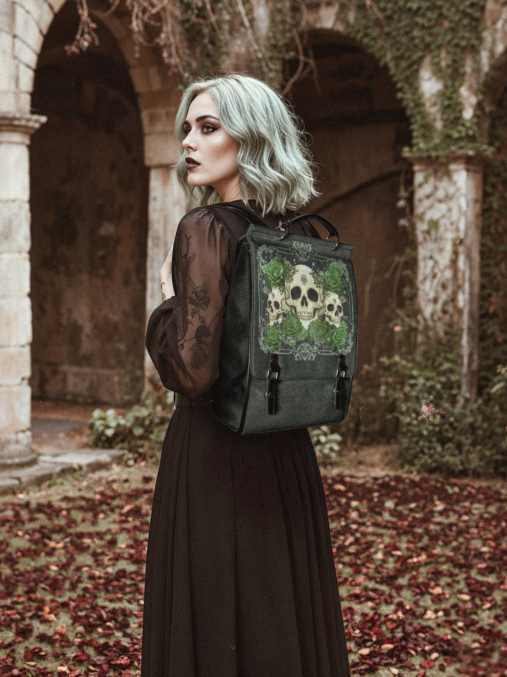 "Bloodrose" Poison Ivy Leather Backpack
