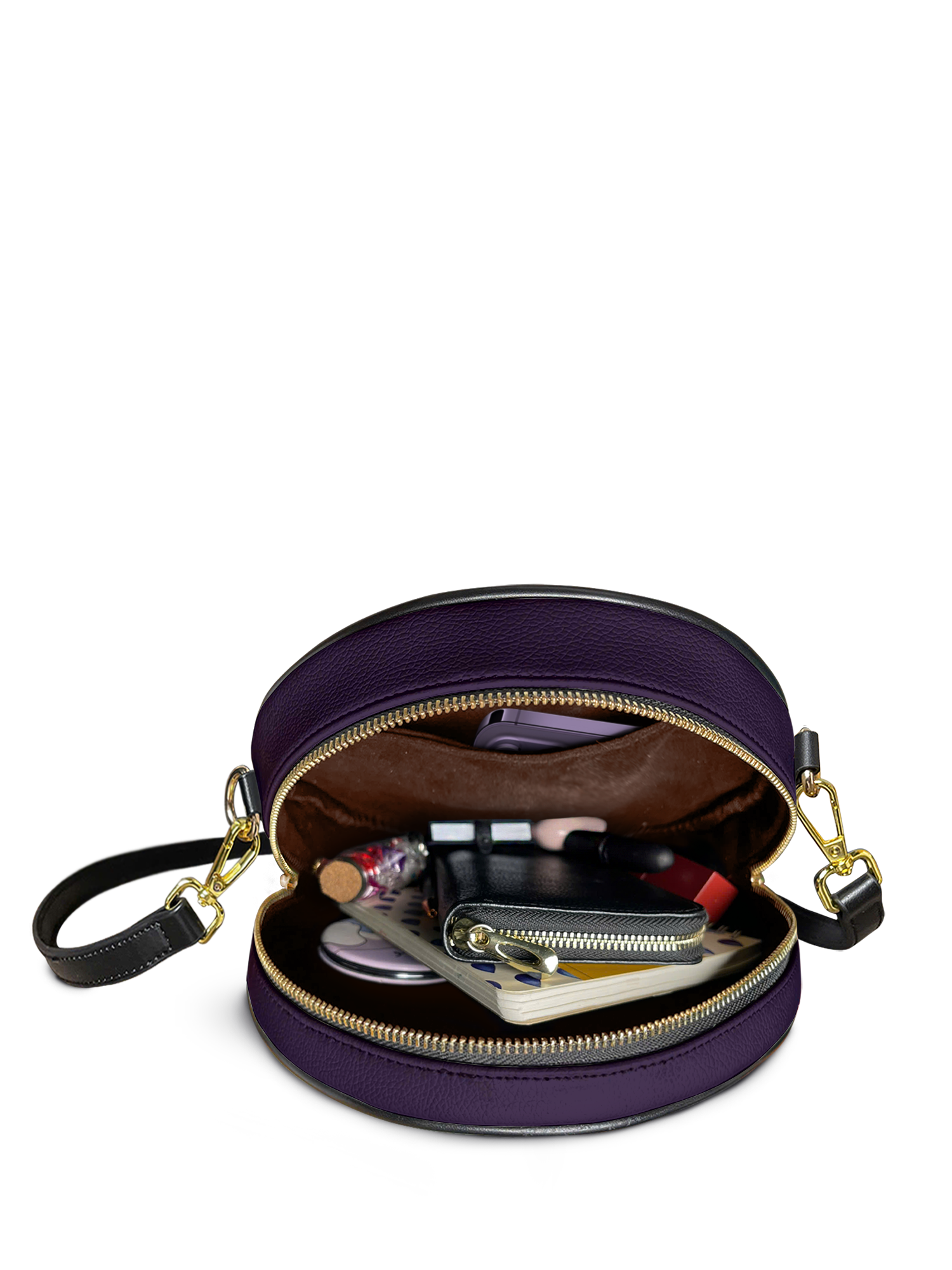 "Bloodrose" Poison Plum Circle Crossbody Bag