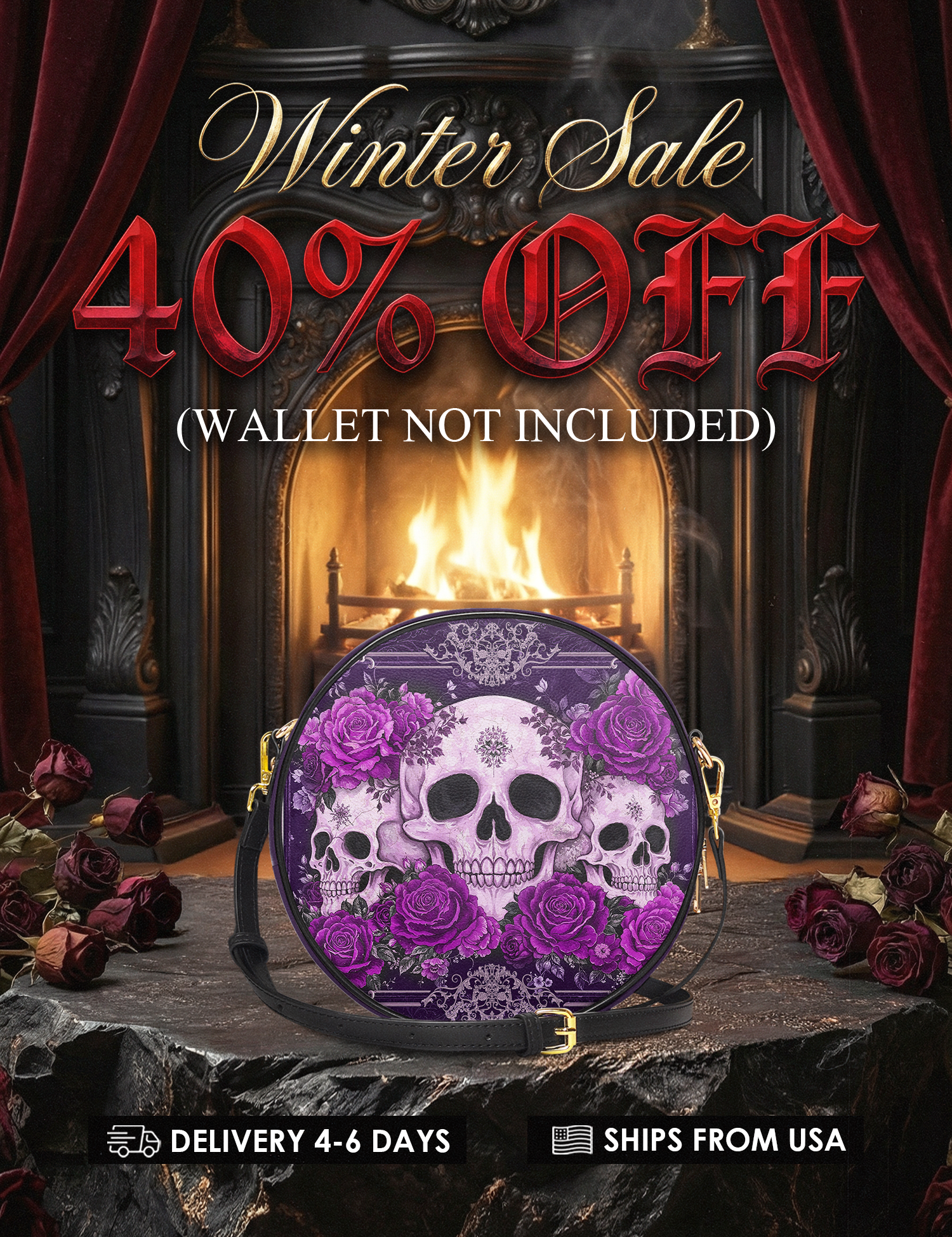 "Bloodrose" Poison Plum Circle Crossbody Bag Deal