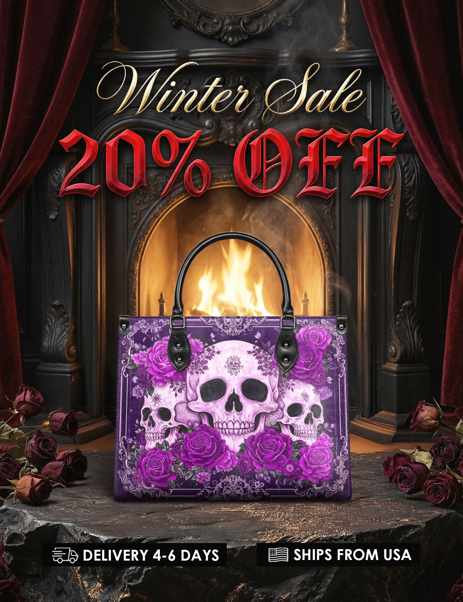 "Bloodrose" Poison Plum Leather Handbag Deal