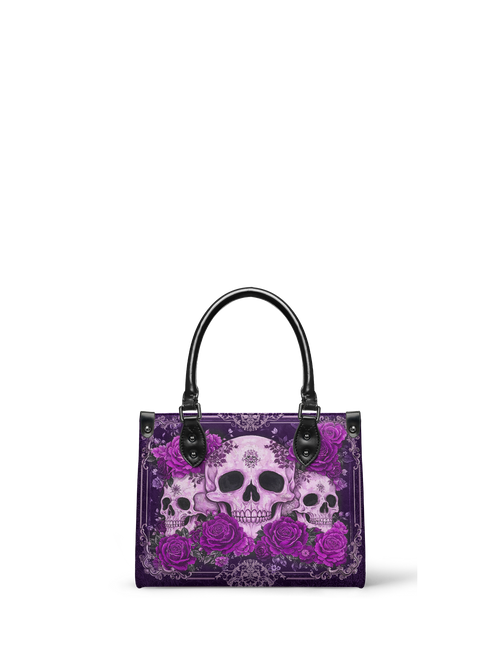 "Bloodrose" Poison Plum - Black Interior - Small Leather Handbag