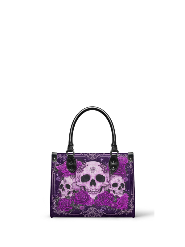 "Bloodrose" Poison Plum - Black Interior - Small Leather Handbag