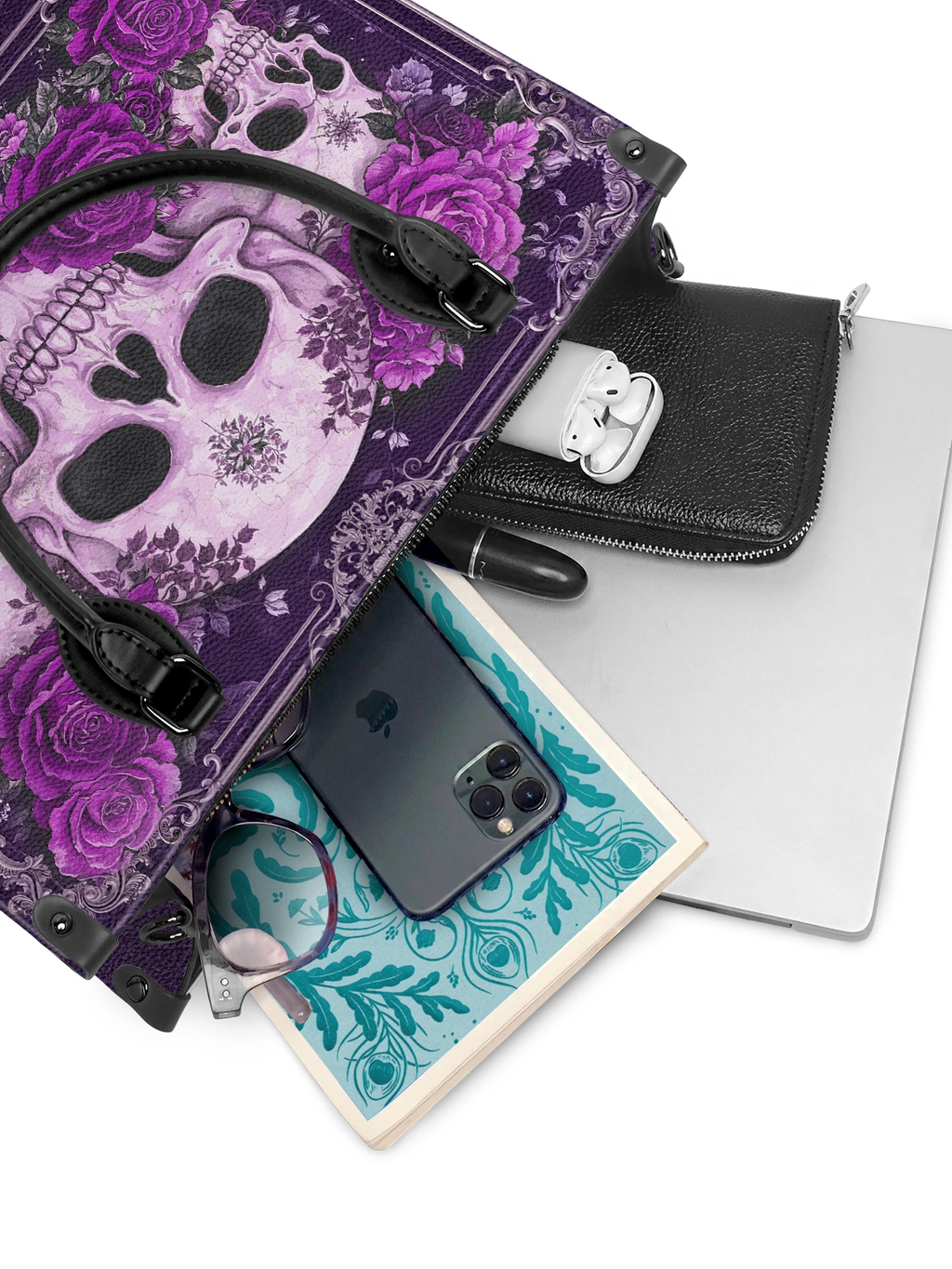 "Bloodrose" Poison Plum - Black Interior - Leather Handbag