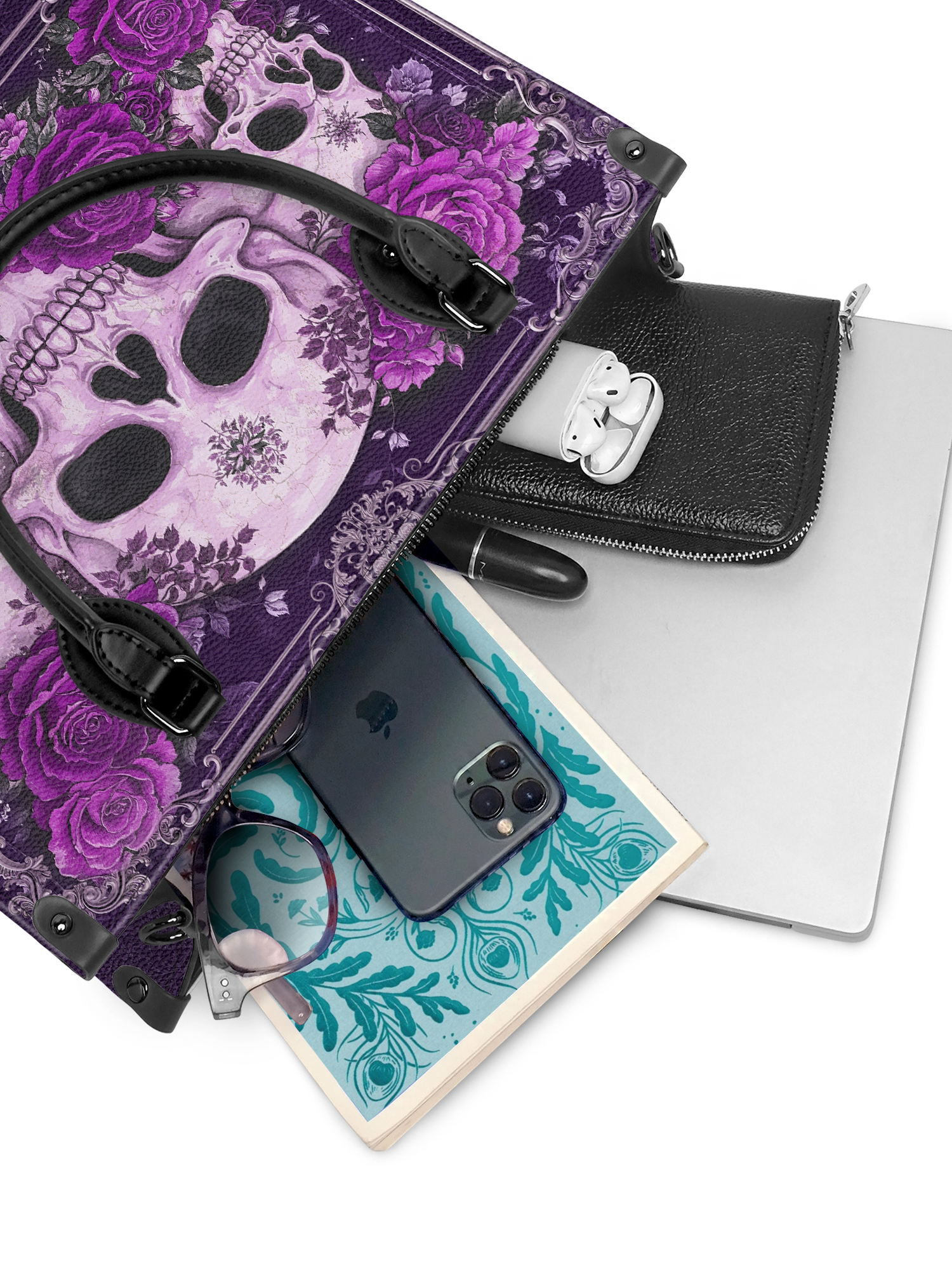 "Bloodrose" Poison Plum - Black Interior - Leather Handbag