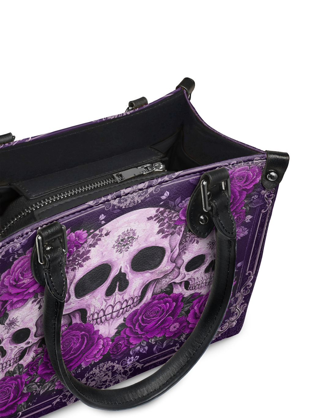 "Bloodrose" Poison Plum - Black Interior - Small Leather Handbag