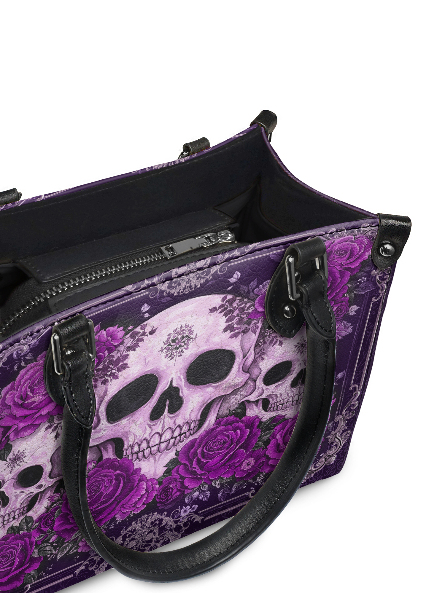 "Bloodrose" Poison Plum - Black Interior - Small Leather Handbag