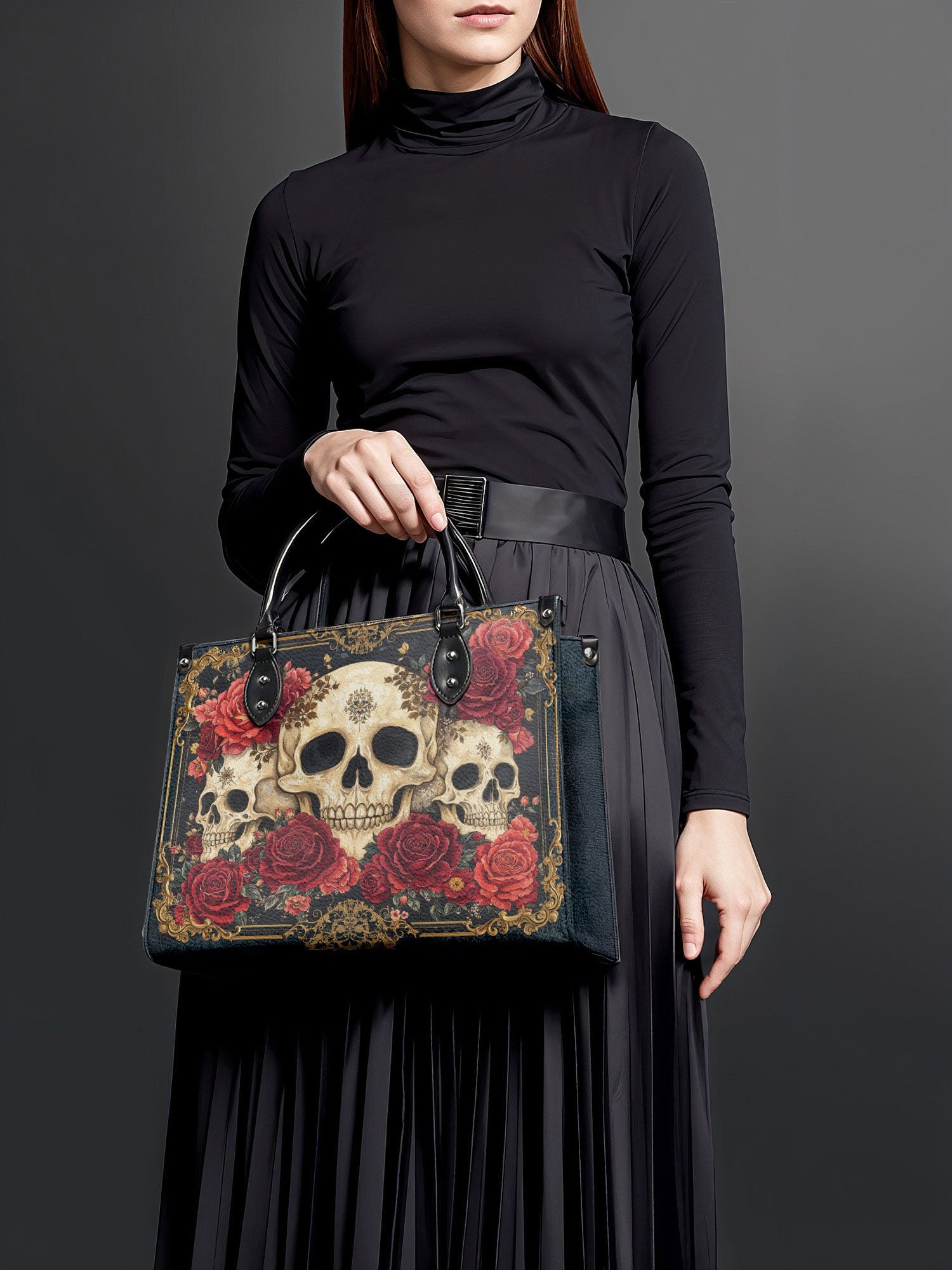 "Bloodrose" - Black Interior - Leather Handbag