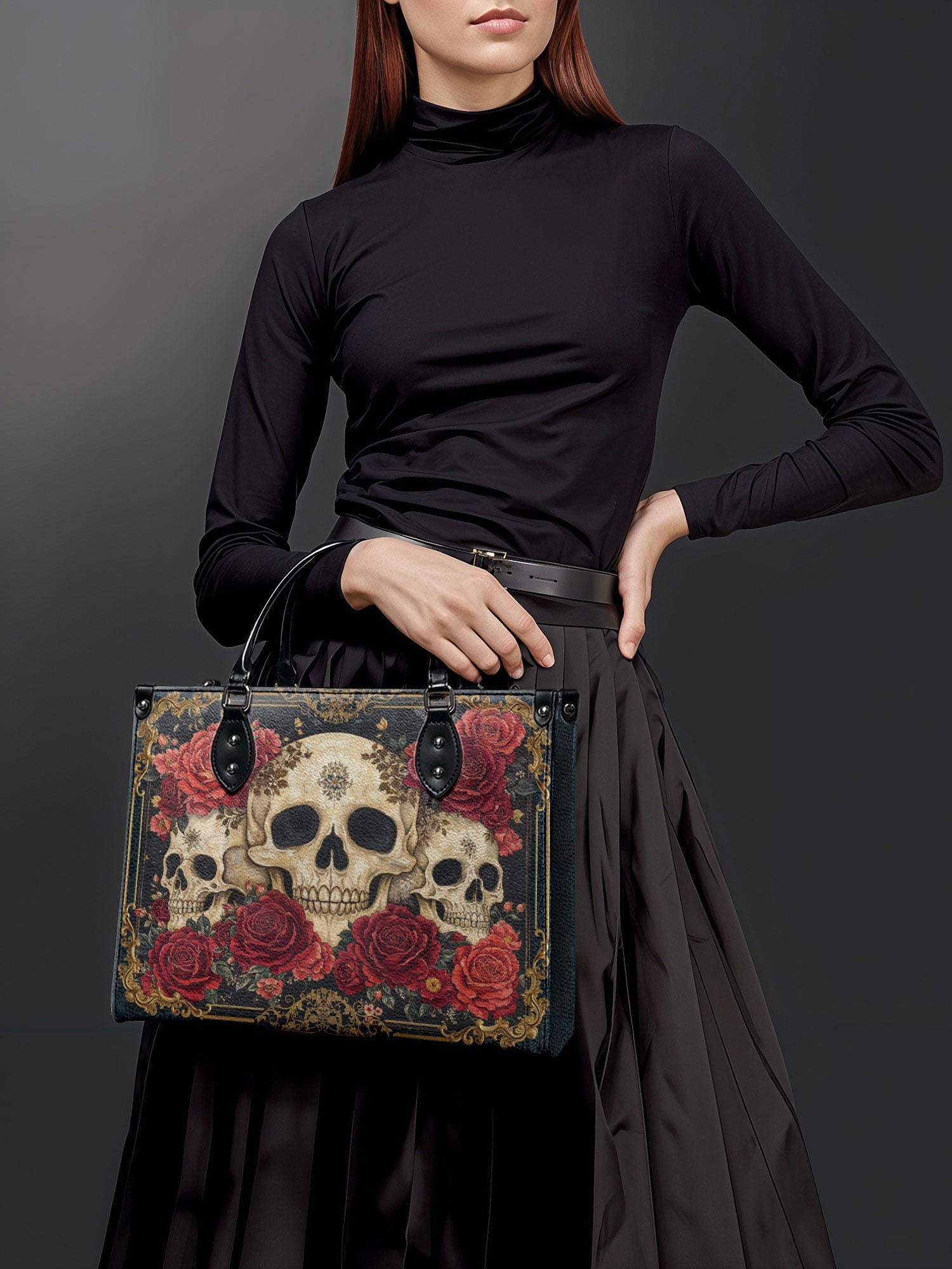 "Bloodrose" - Black Interior - Leather Handbag