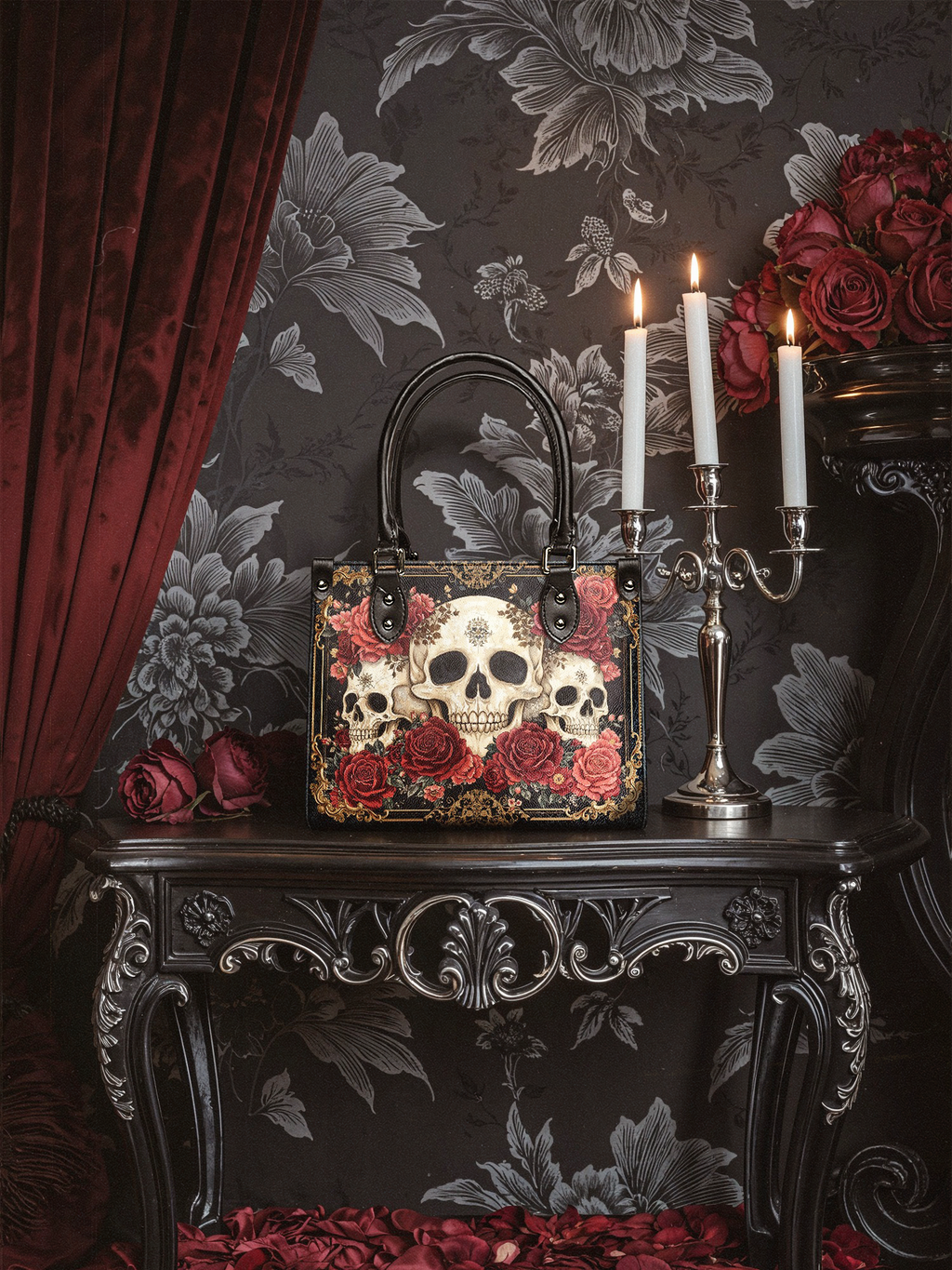 "Bloodrose" - Black Interior - Small Leather Handbag