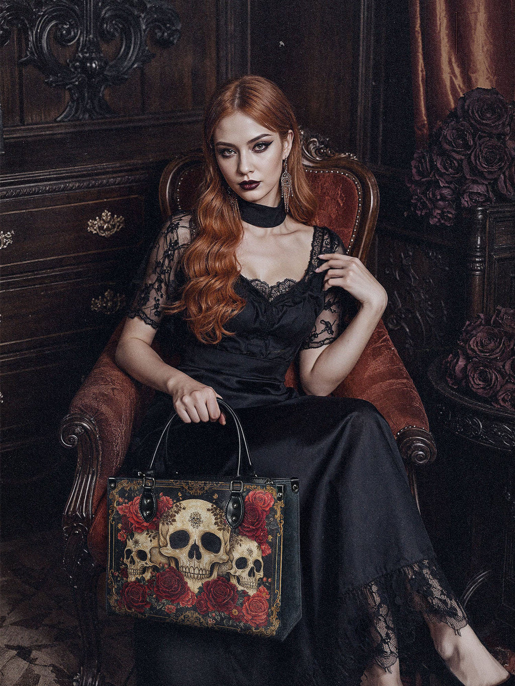 "Bloodrose" - Black Interior - Leather Handbag