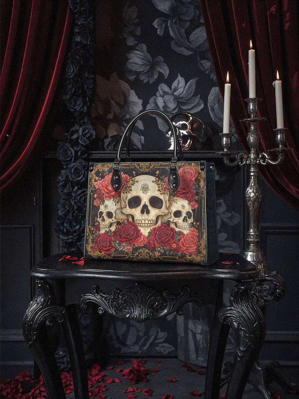"Bloodrose" - Black Interior - Leather Handbag