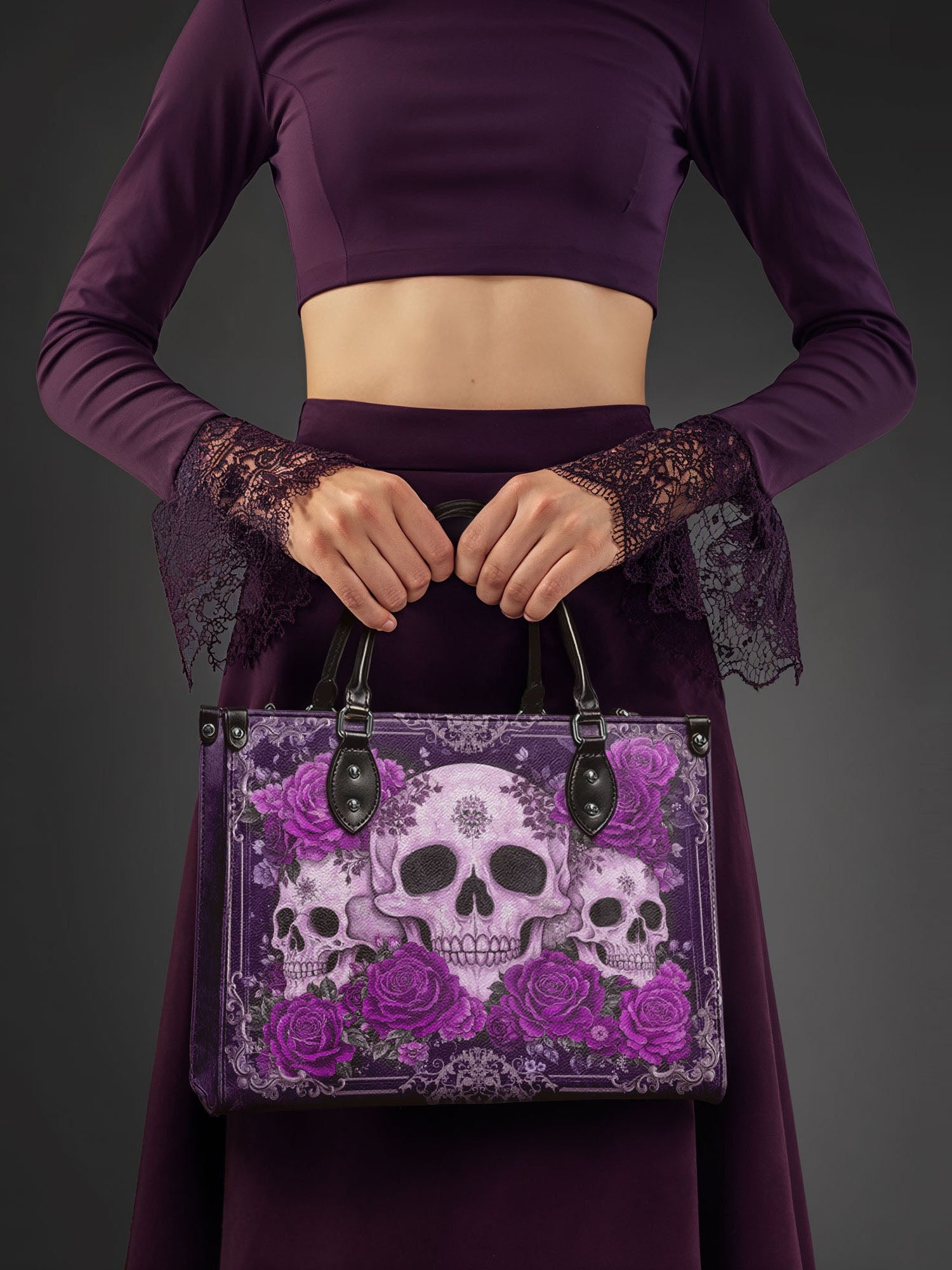 "Bloodrose" Poison Plum - Black Interior - Leather Handbag