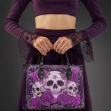 "Bloodrose" Poison Plum - Black Interior - Leather Handbag Matching SANTA Combo