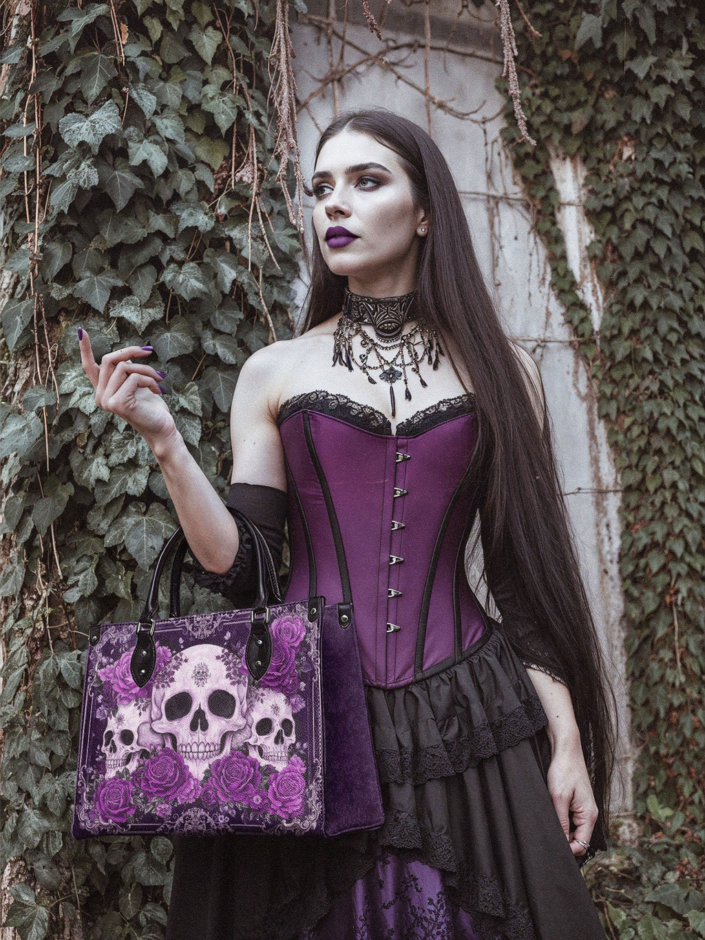 "Bloodrose" Poison Plum - Black Interior - Leather Handbag