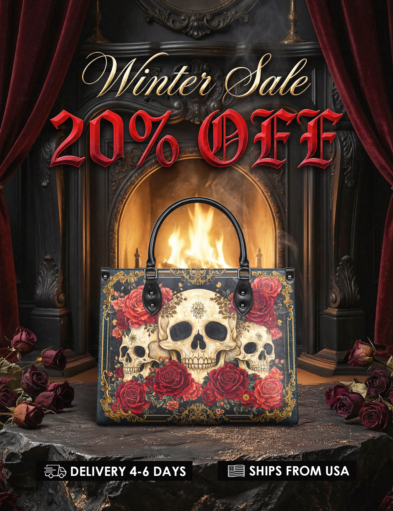 "Bloodrose" Leather Handbag Deal