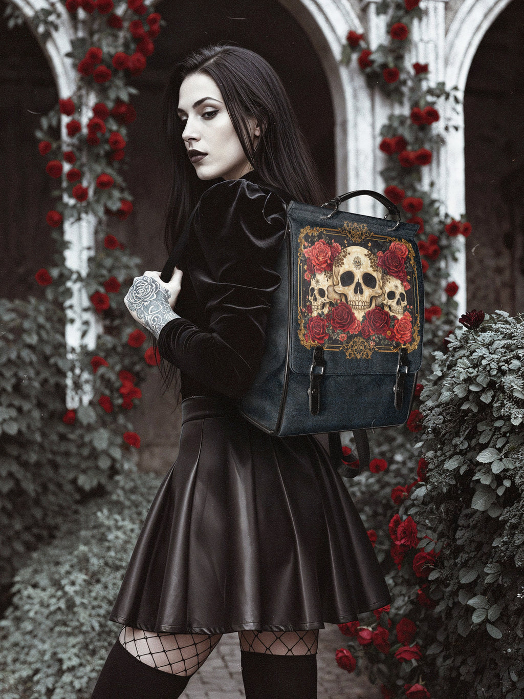 "Bloodrose" Leather Backpack