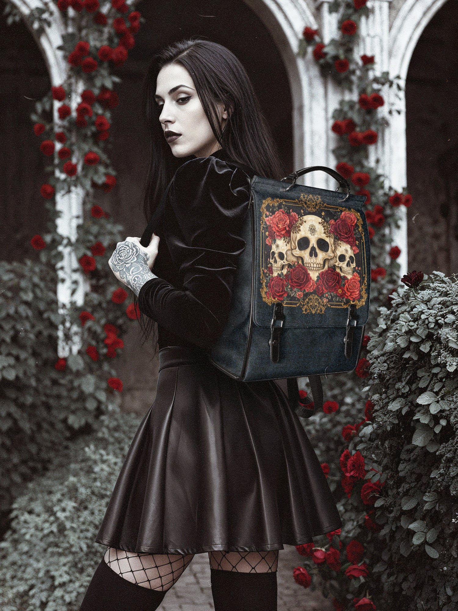 "Bloodrose" Leather Backpack