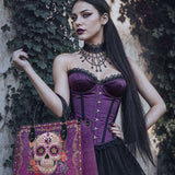 "Catrinelle" - Black Interior - Leather Handbag Matching SANTA Combo