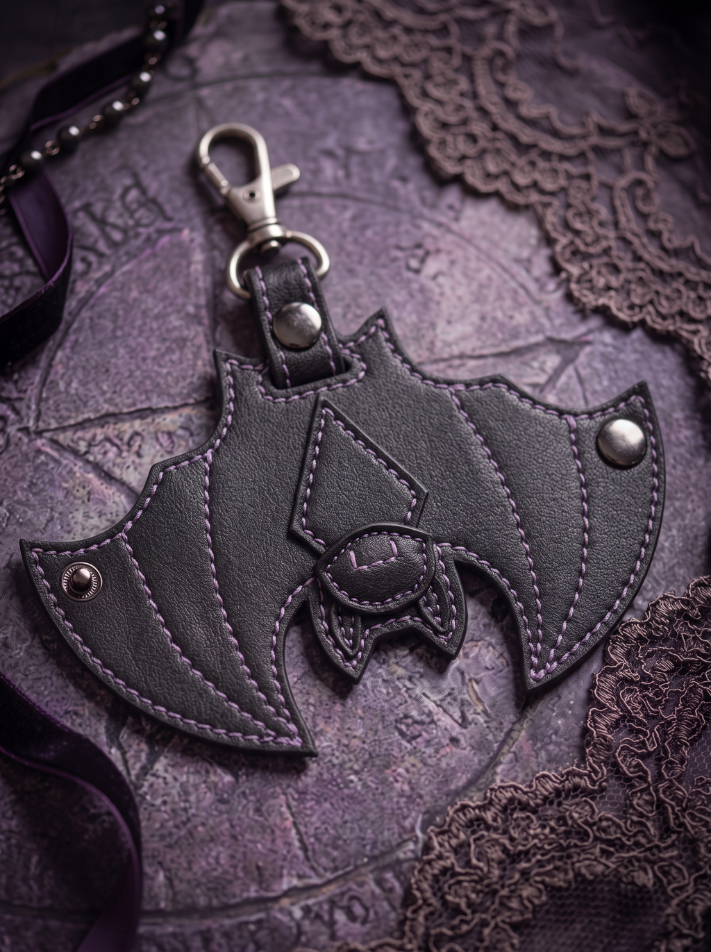 "Cryptwing" Leather Bag Charm
