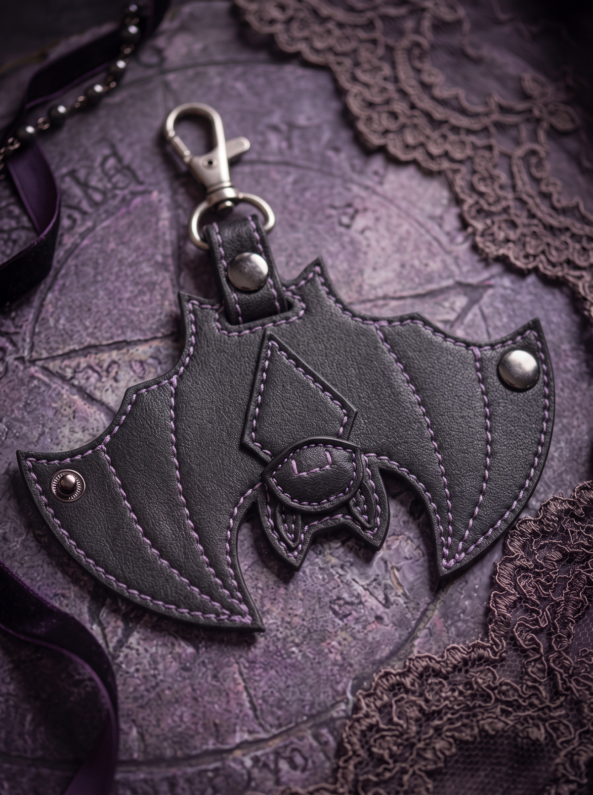 "Cryptwing" Leather Bag Charm