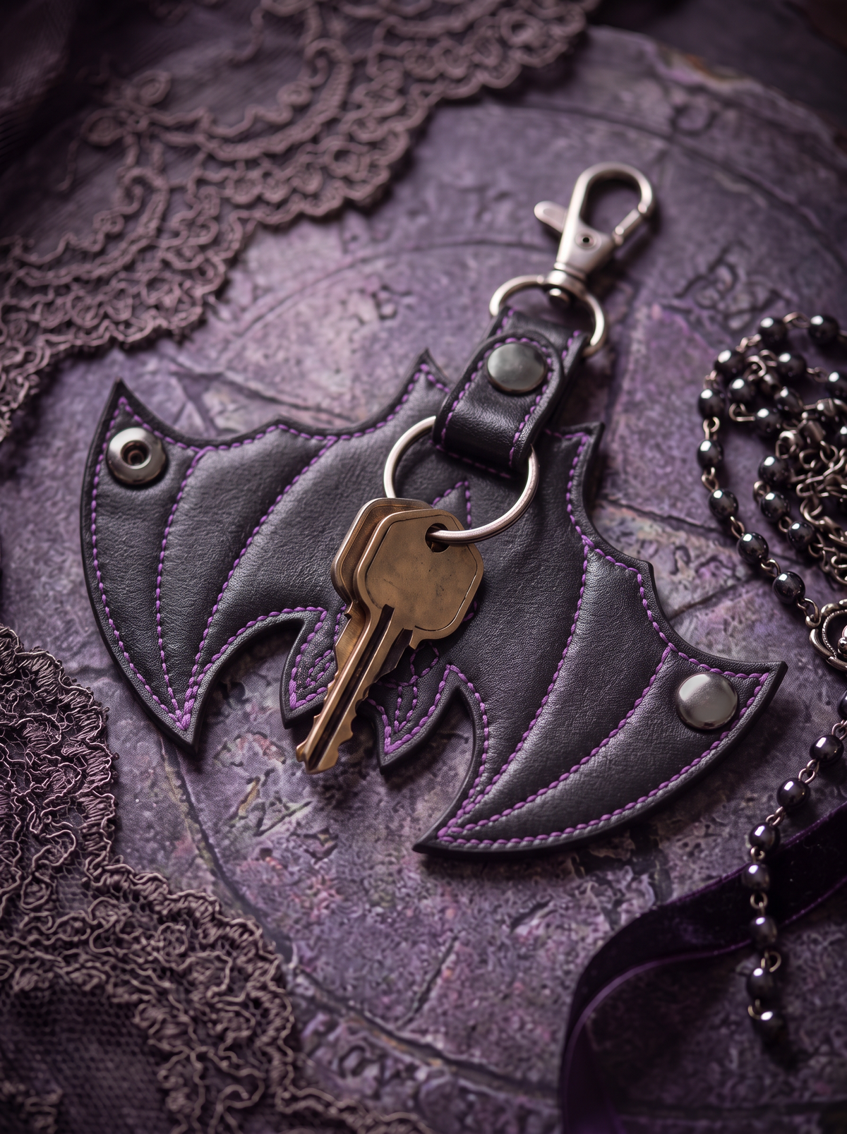 "Cryptwing" Leather Bag Charm