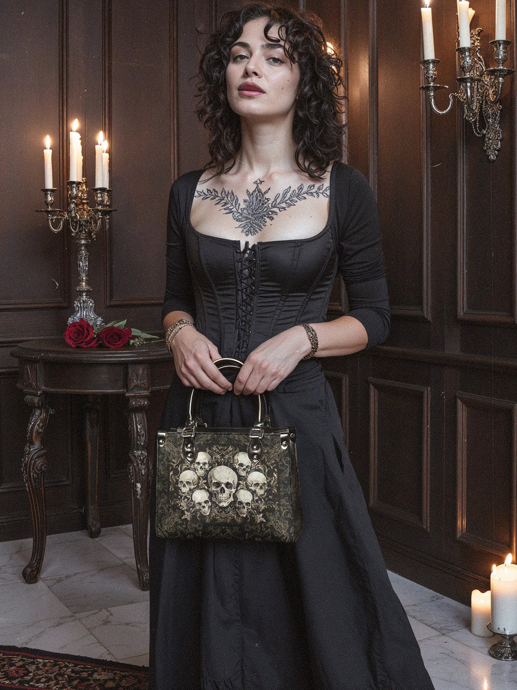 "Deathmark" - Black Interior - Small Leather Handbag