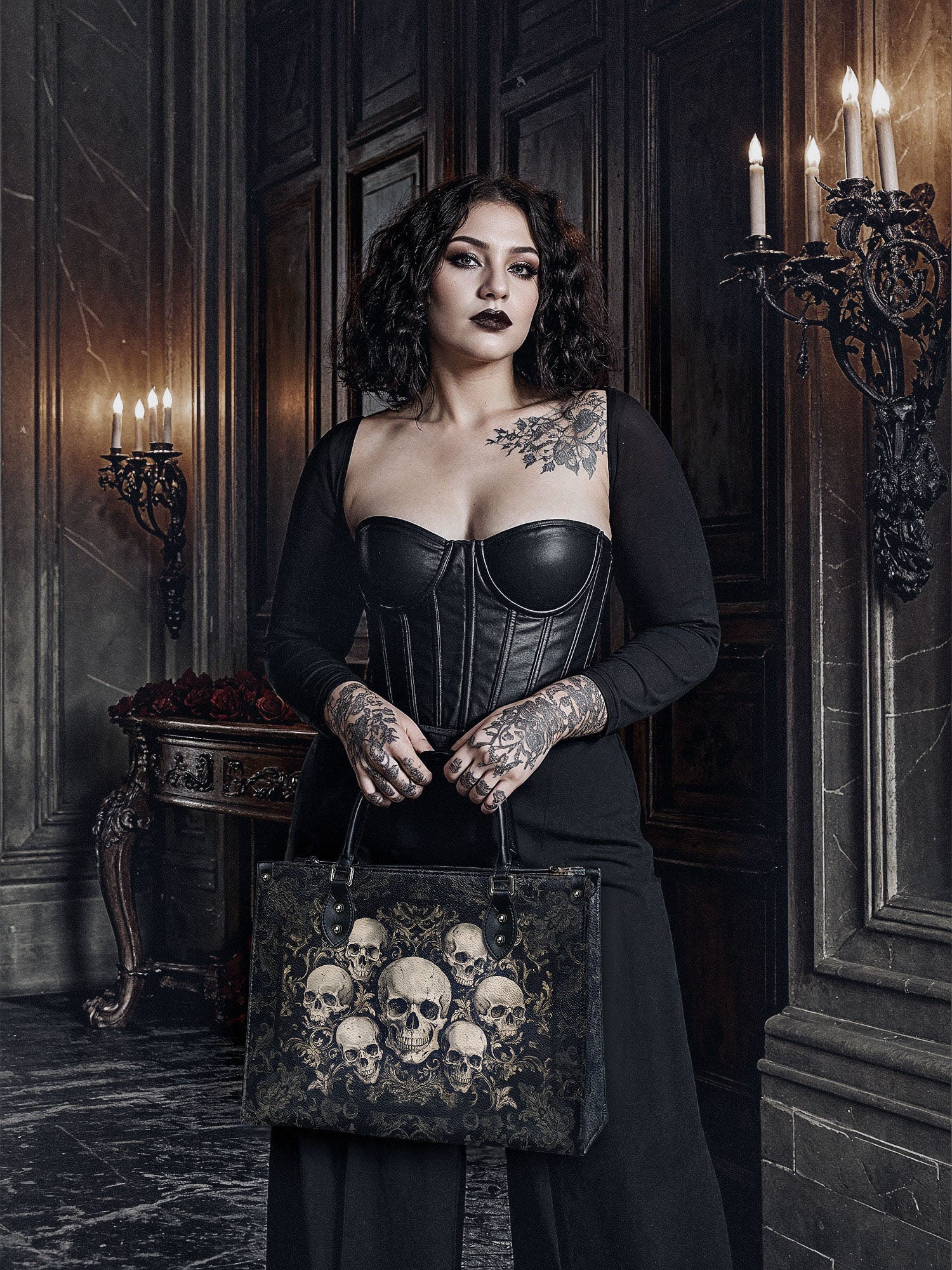 "Deathmark" - Black Interior - Leather Handbag