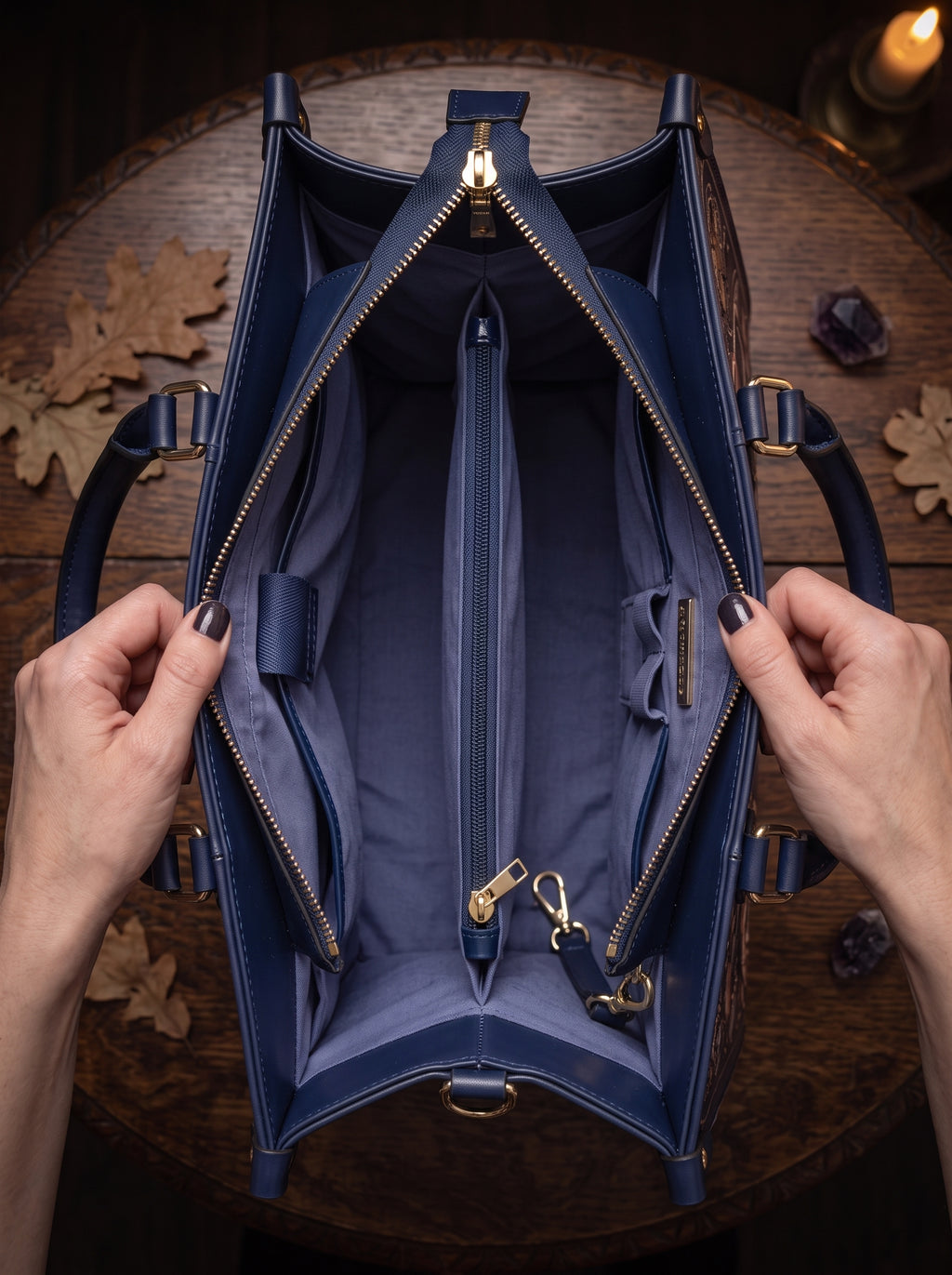 "Foxglove" Applique Leather Handbag