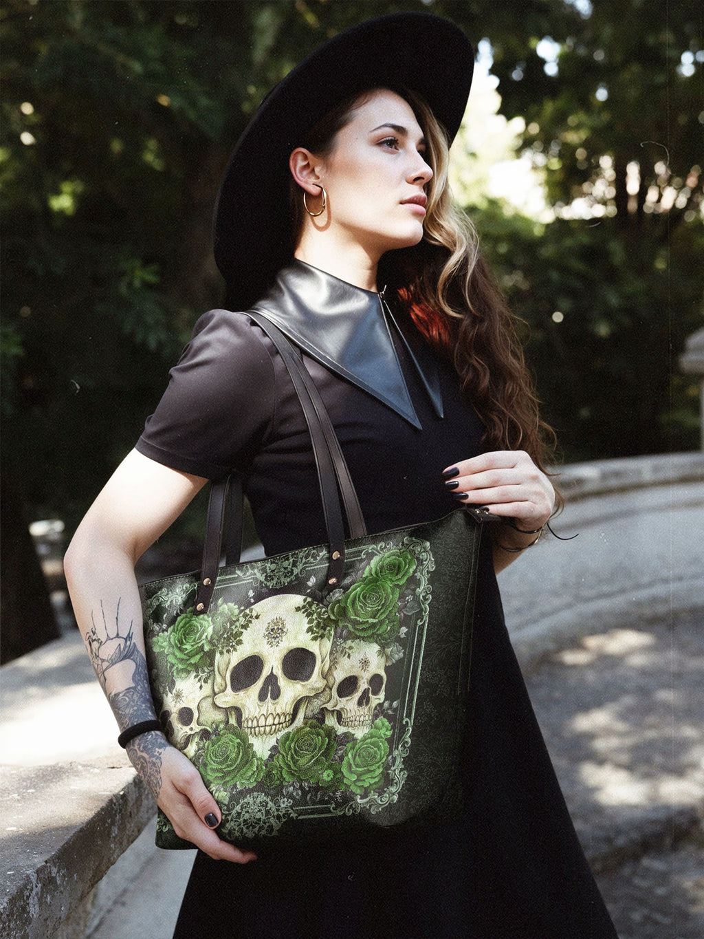 "Bloodrose" Poison Ivy Leather Tote Bag